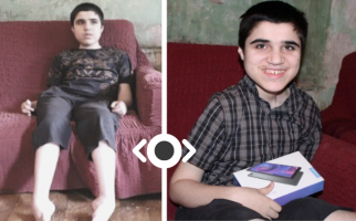 The boy who cannot walk now flies with happiness!